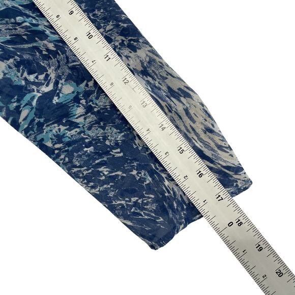 Chicos Blouse Size 1 Blue Printed Top Lined - Picture 4 of 8